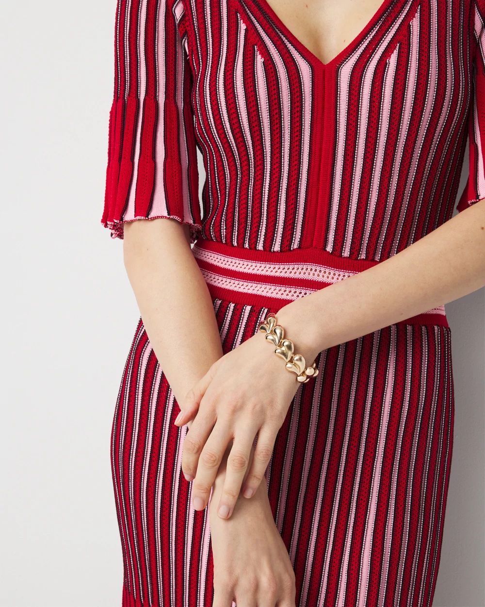 Sculptural Hearts Stretch Bracelet