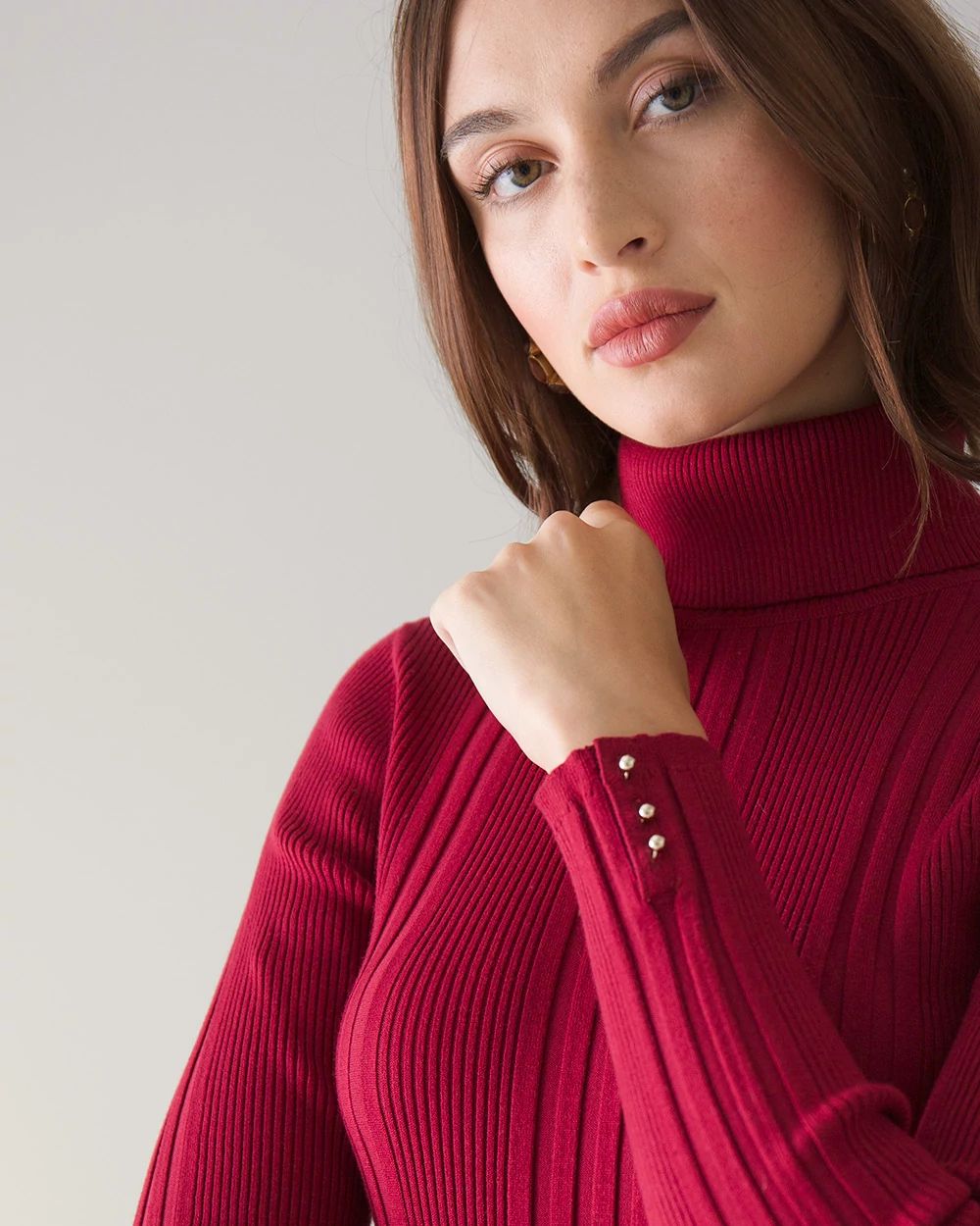 Long Sleeve Transfer Rib Turtleneck