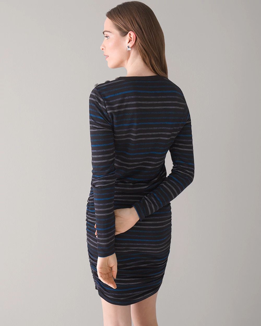 Ruched Blouson Lurex Knit Dress