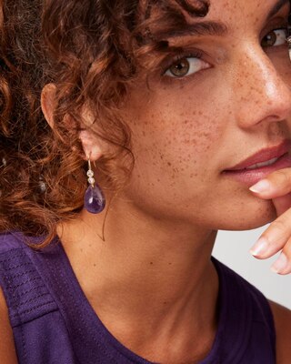 Amethyst Gold Drop Earrings