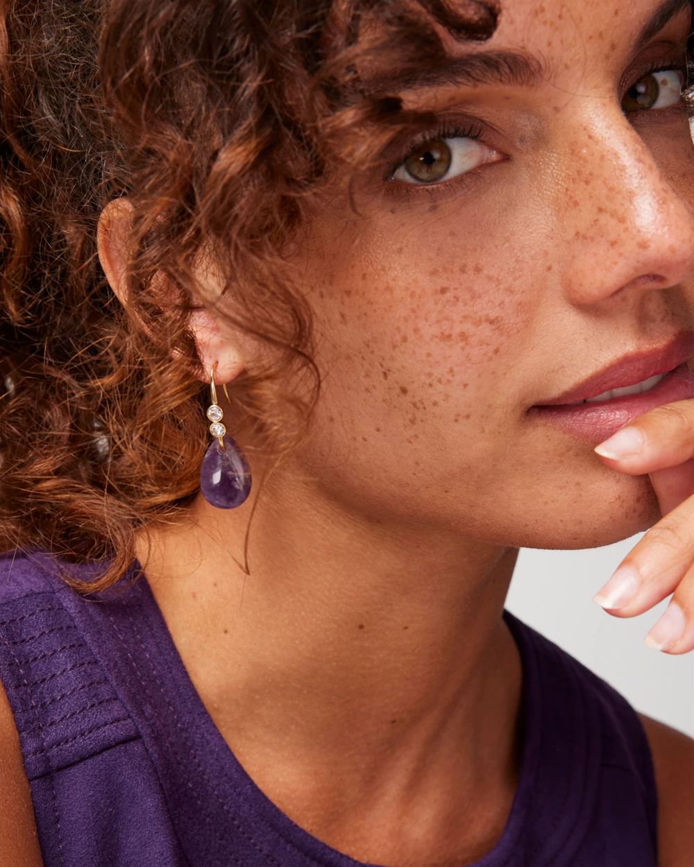 Amethyst Gold Drop Earrings