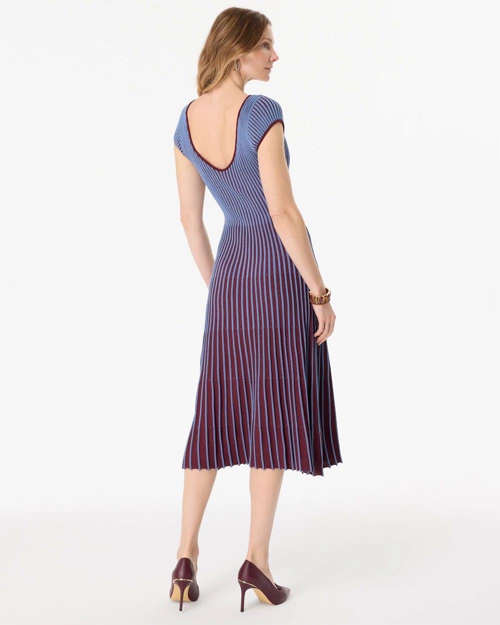 V-neck Midi Sweater Dress click to view larger image.