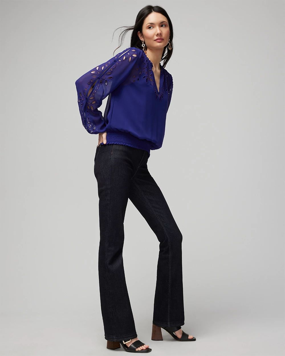 Chiffon Eyelet Blouse