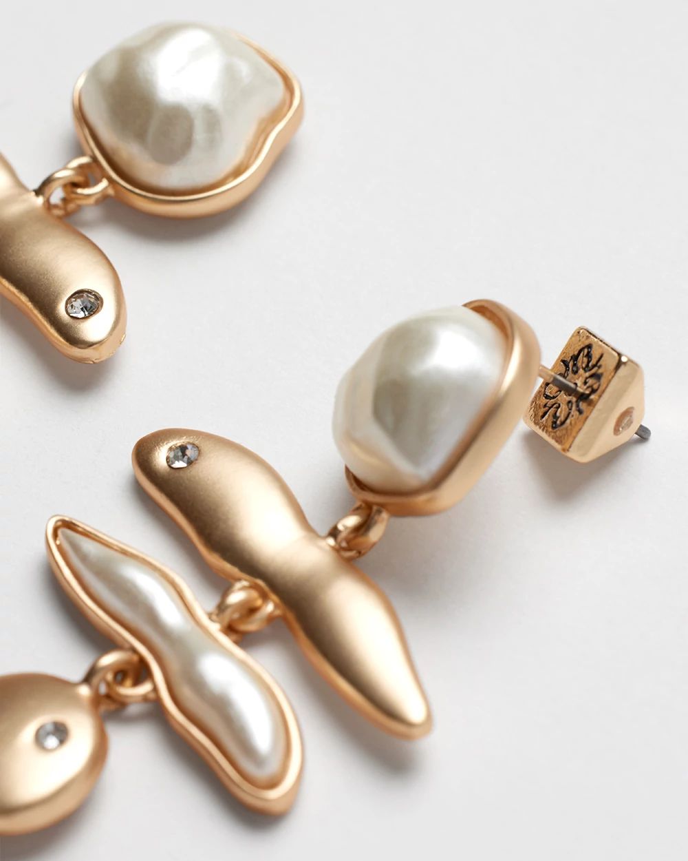 Goldtone and Faux Pearl Drop Earrings