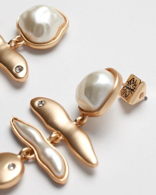 Goldtone and Faux Pearl Drop Earrings