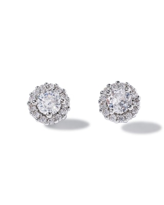 CZ Halo Stud Earrings click to view larger image.
