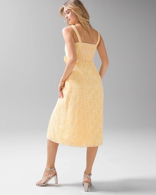 Tie-Front Eyelet Midi Dress