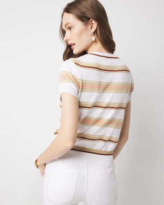 Striped Cap Sleeve Cardigan click to view larger image.