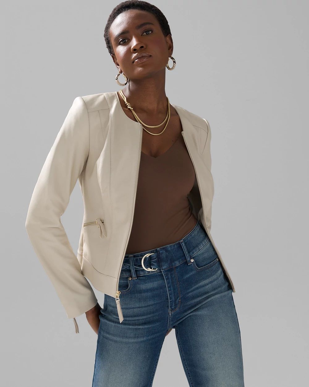Soft lambskin leather jacket womens deals