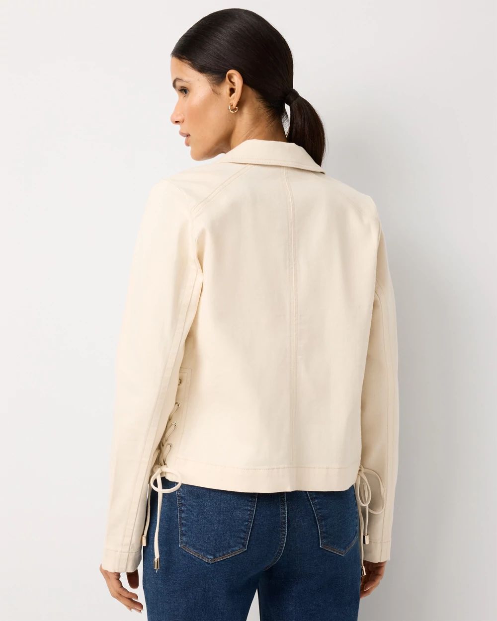 Petite Tie Detail Denim Jacket