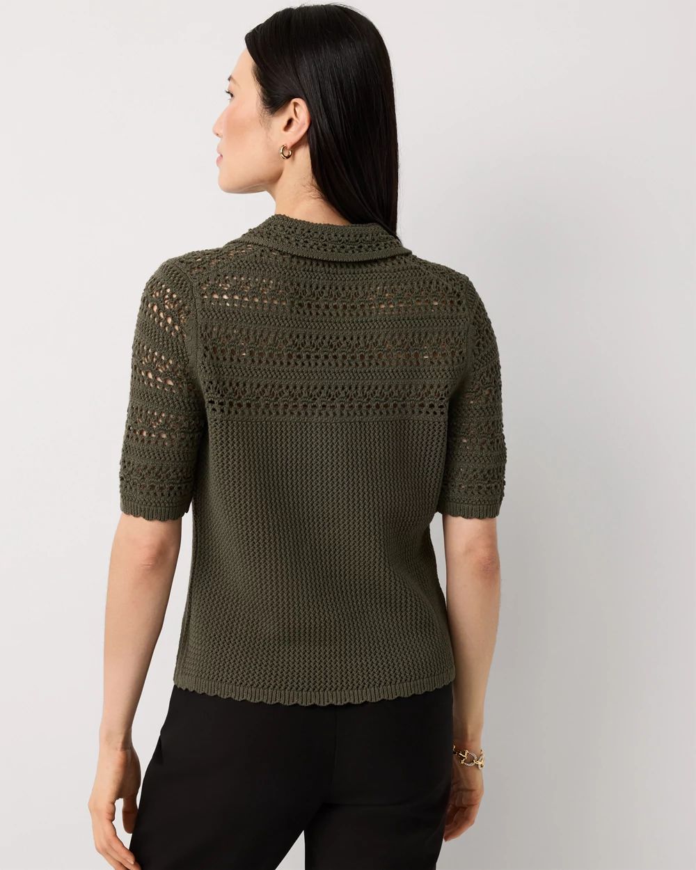 Petite Crochet Knit Top