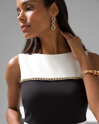 Colorblock & Chain Detail Shift Dress