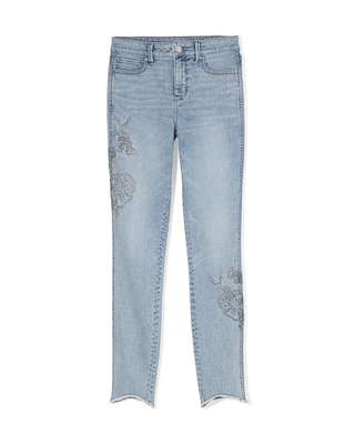 High-Rise Ball Chain Embroidered Skinny Jeans click to view larger image.