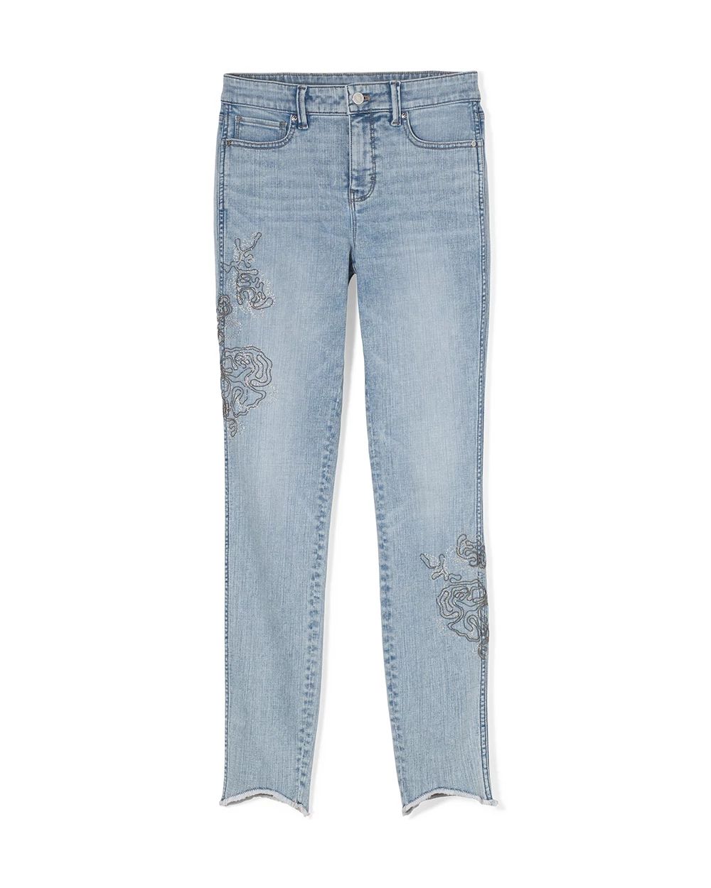 High-Rise Ball Chain Embroidered Skinny Jeans