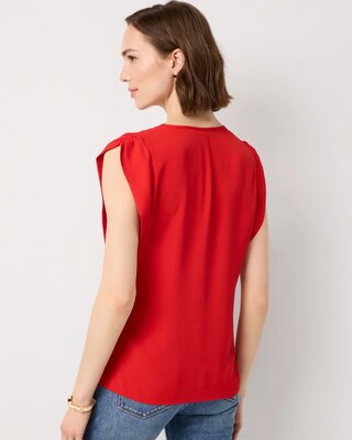 Ruched Shoulder Crepe Shell click to view larger image.