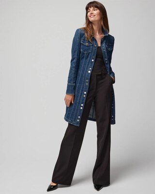 Long-Sleeve Denim Shacket Dress