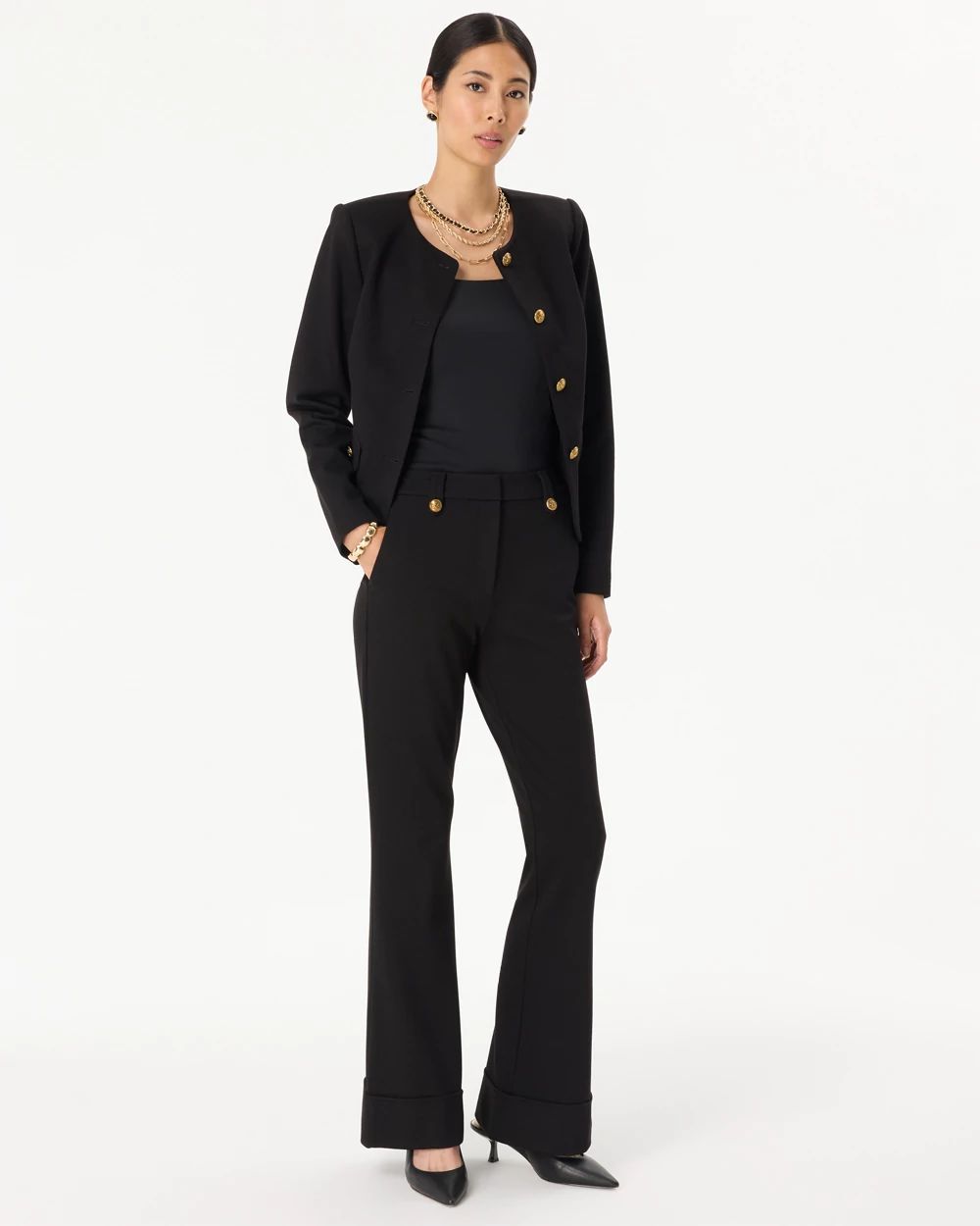 Button Detail High-Rise Piper Flare Pant click to view larger image.