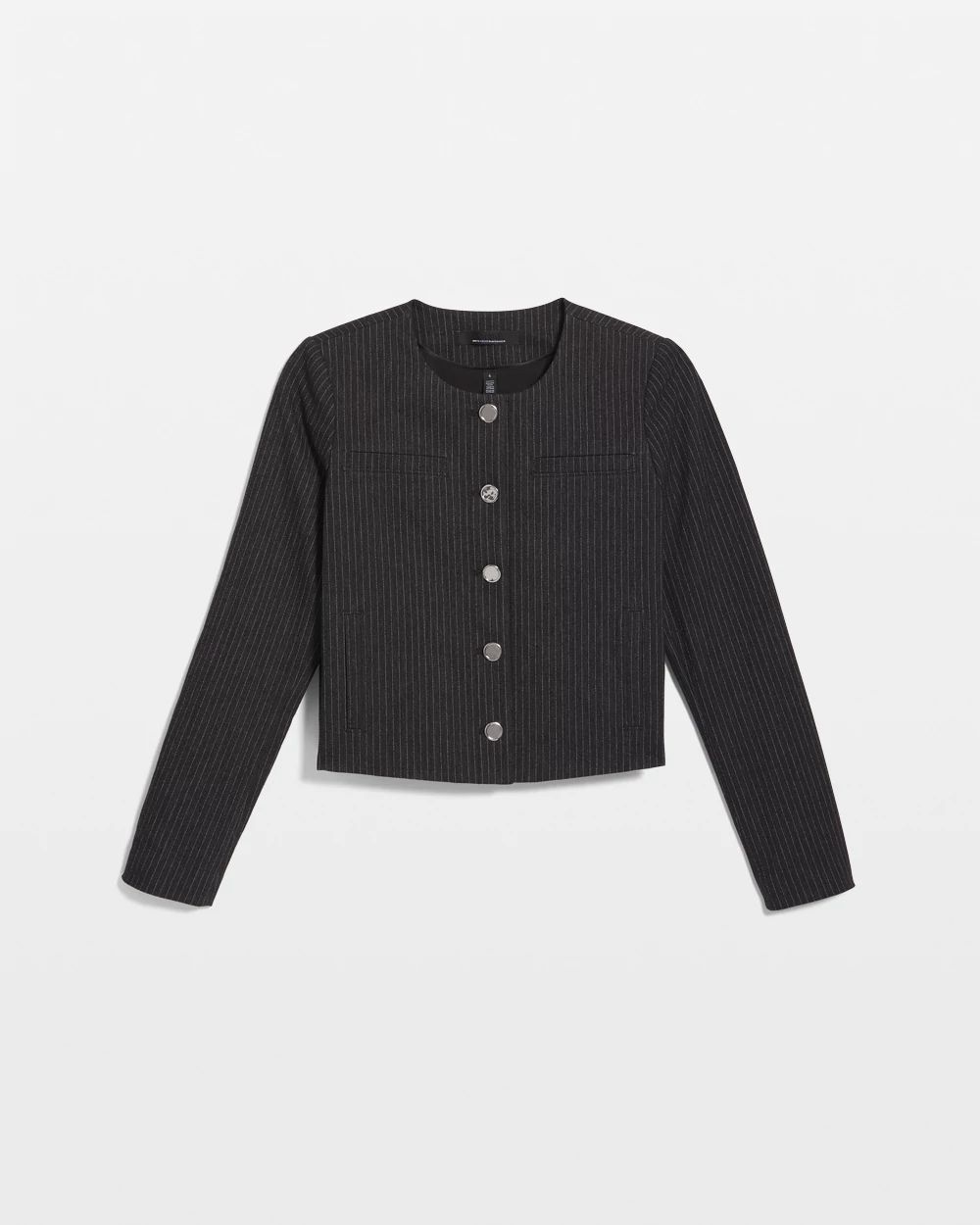 Collarless Button Front Jacket