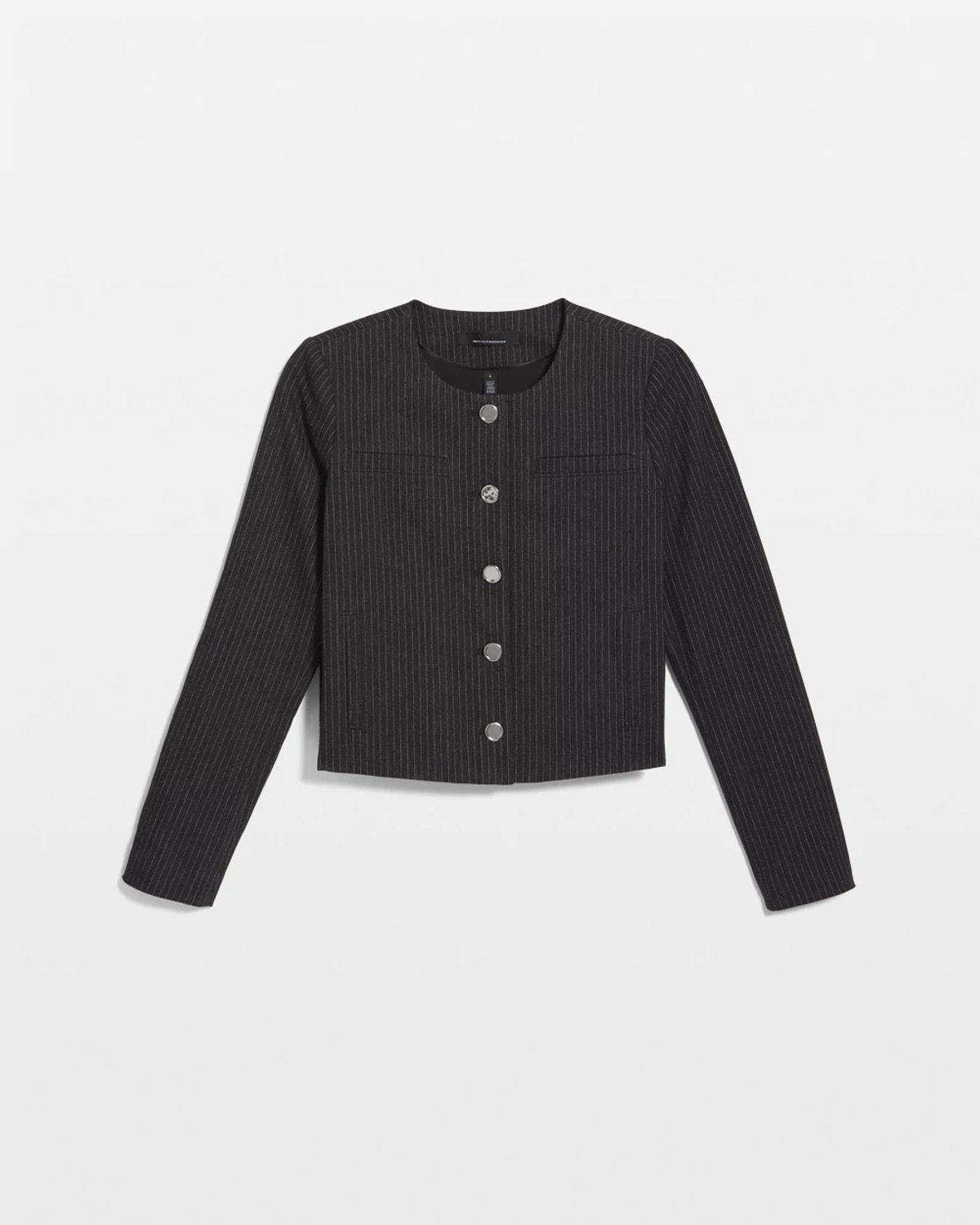 White House Black Market Collarless Button Front Jacket In Black