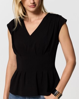 Ponte Peplum V-neck Top click to view larger image.