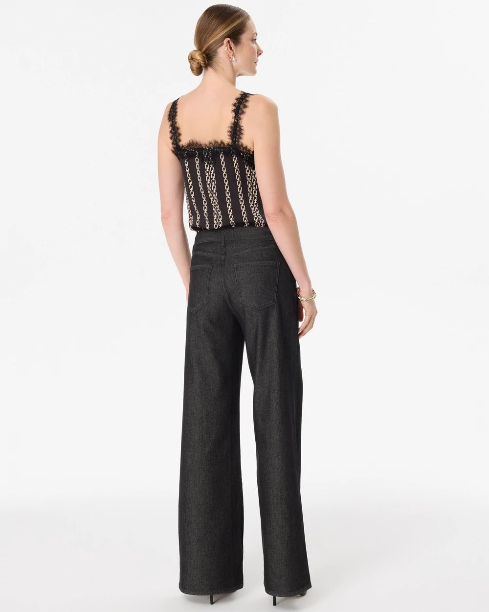 Petite Lurex High-Rise Wide Leg Ease Jean click to view larger image.