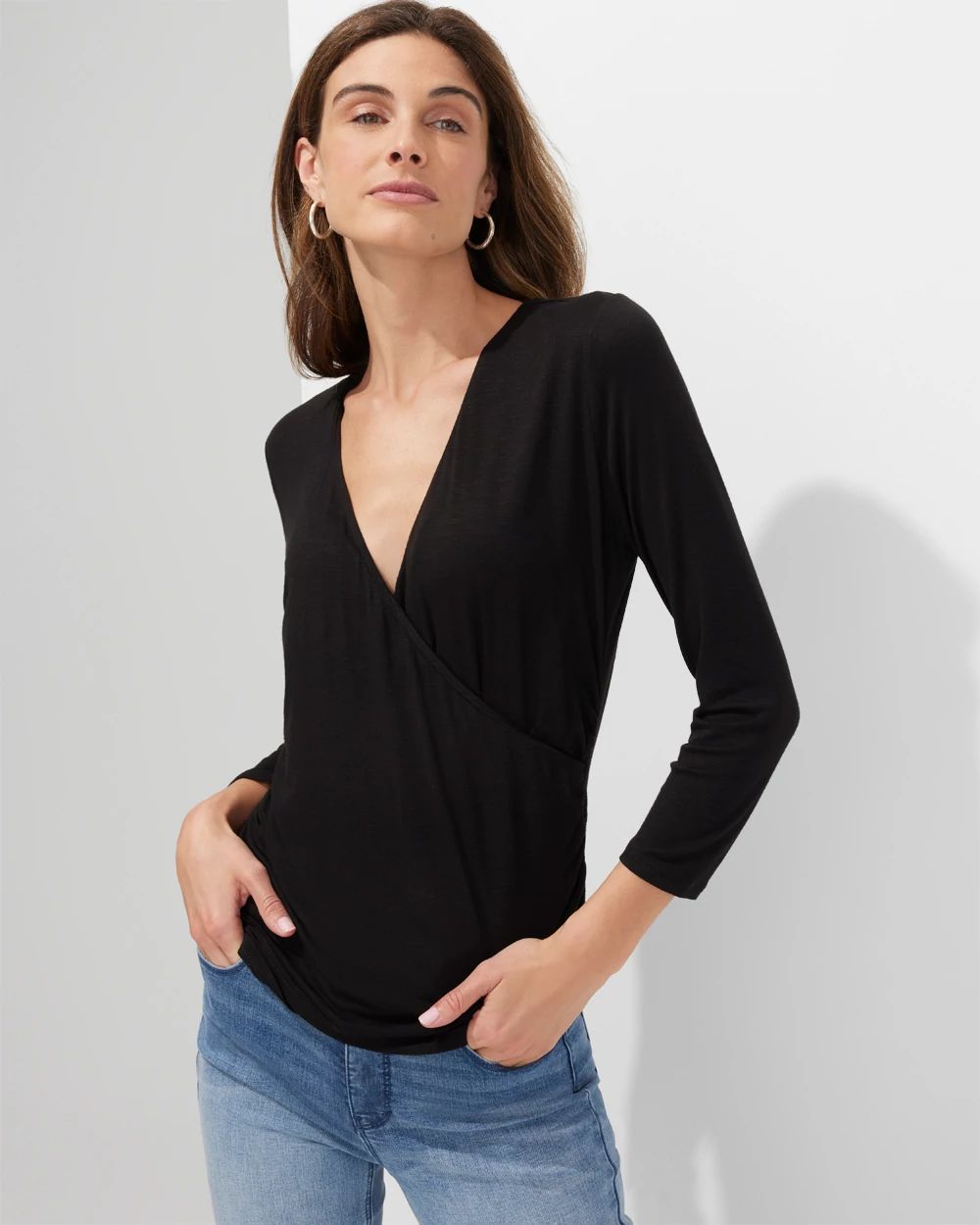 Outlet WHBM Surplice 3/4-Sleeve Tee