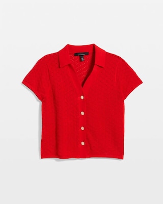 Textured Stitch Collared Cardigan click to view larger image.