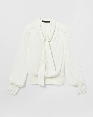 Long Sleeve Tie V-Neck Blouse