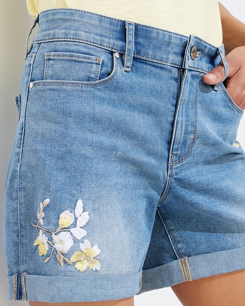 Outlet WHBM Mid-Rise Embroidered Shorts