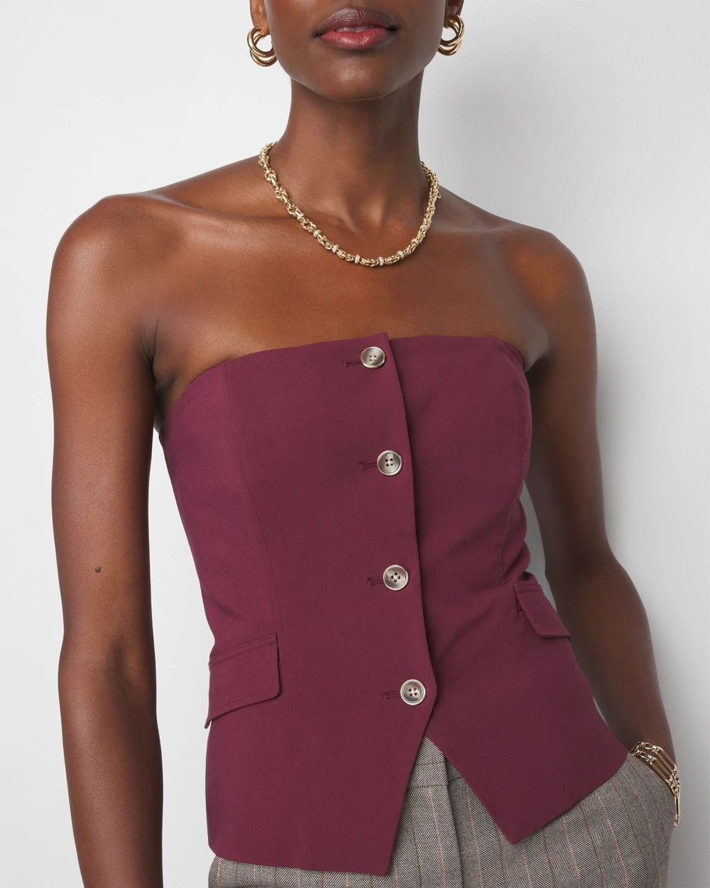 Button Cropped Bustier