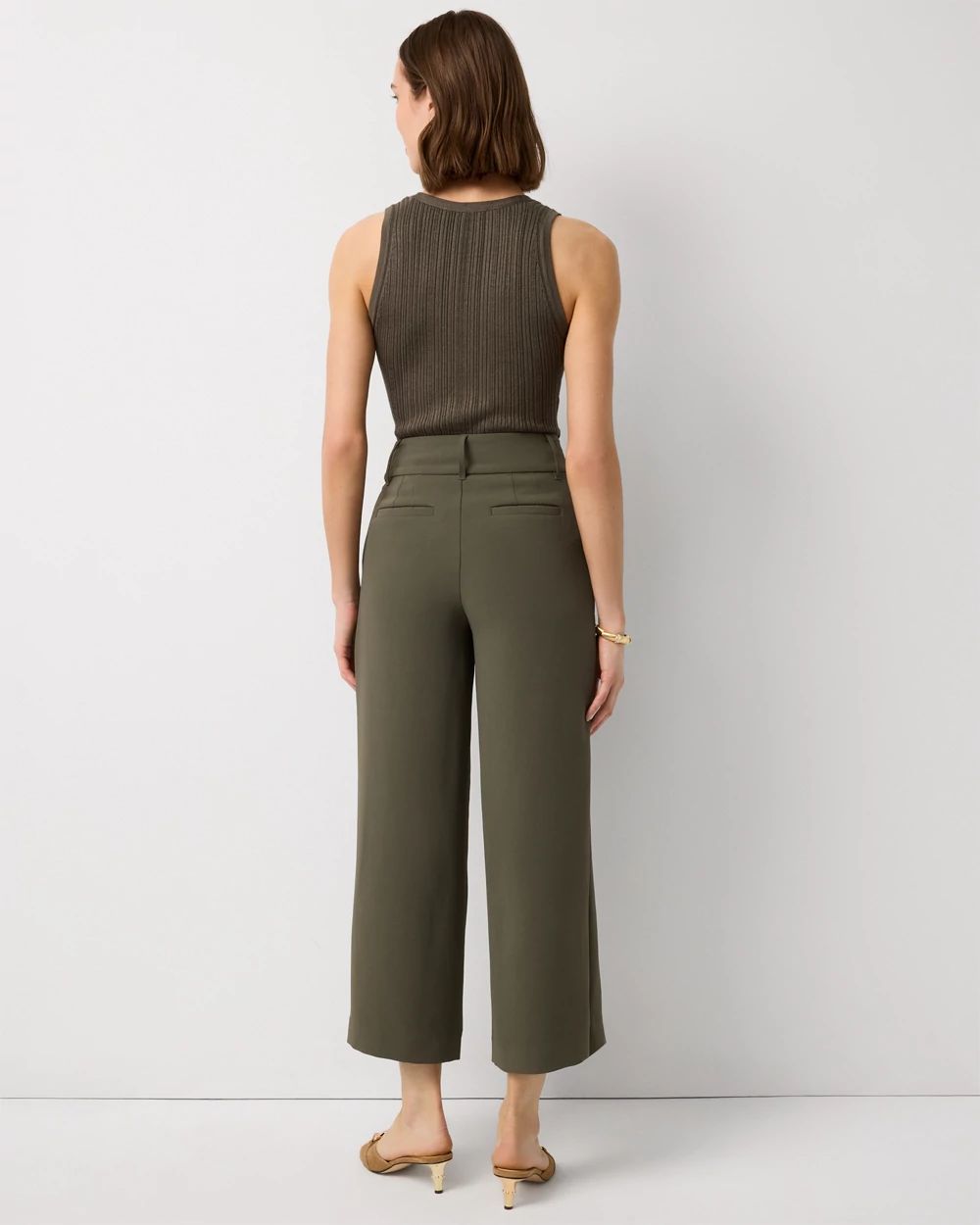 High Rise Wide Leg Cropped Pant click to view larger image.