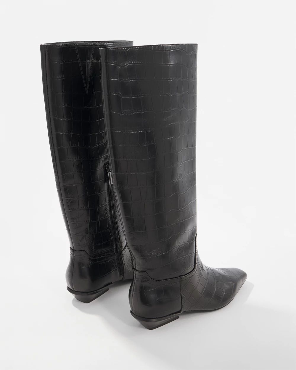 Faux Crocodile Riding Boot