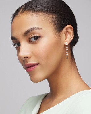 Gold + Blue Baguette Linear Earrings