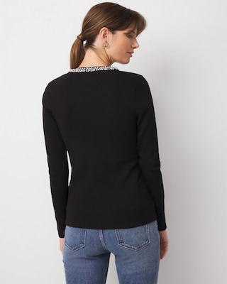 Faux Pearl Scoop Neck Rib-Knit Tee click to view larger image.