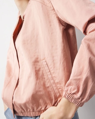 Washed Satin Bomber Jacket click to view larger image.