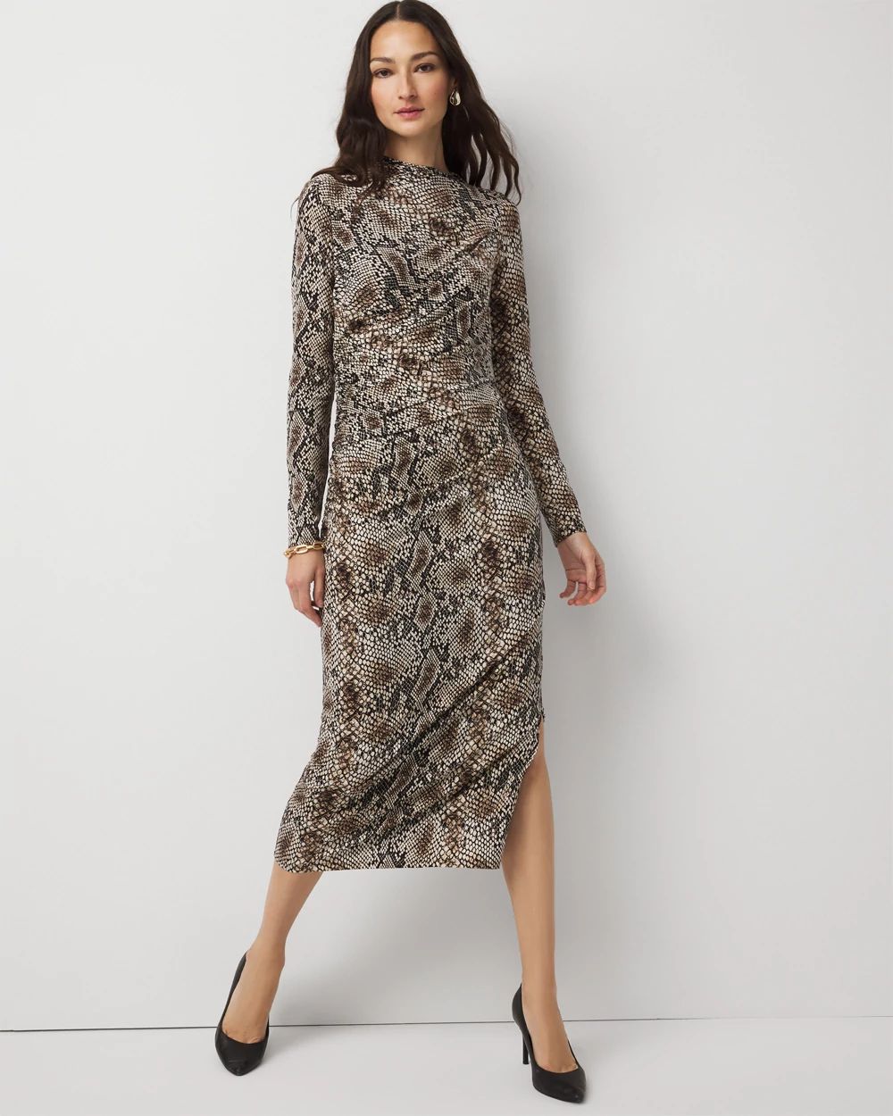 Petite Asymmetrical Mockneck Bodycon Dress