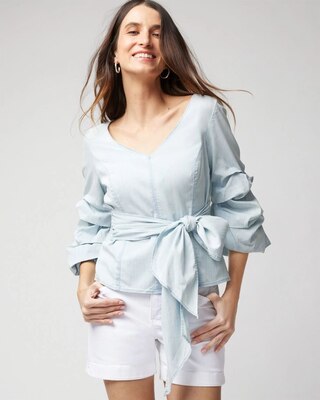 Drama Sleeve Denim Blouse