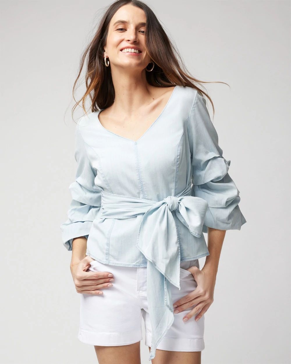 Drama Sleeve Denim Blouse
