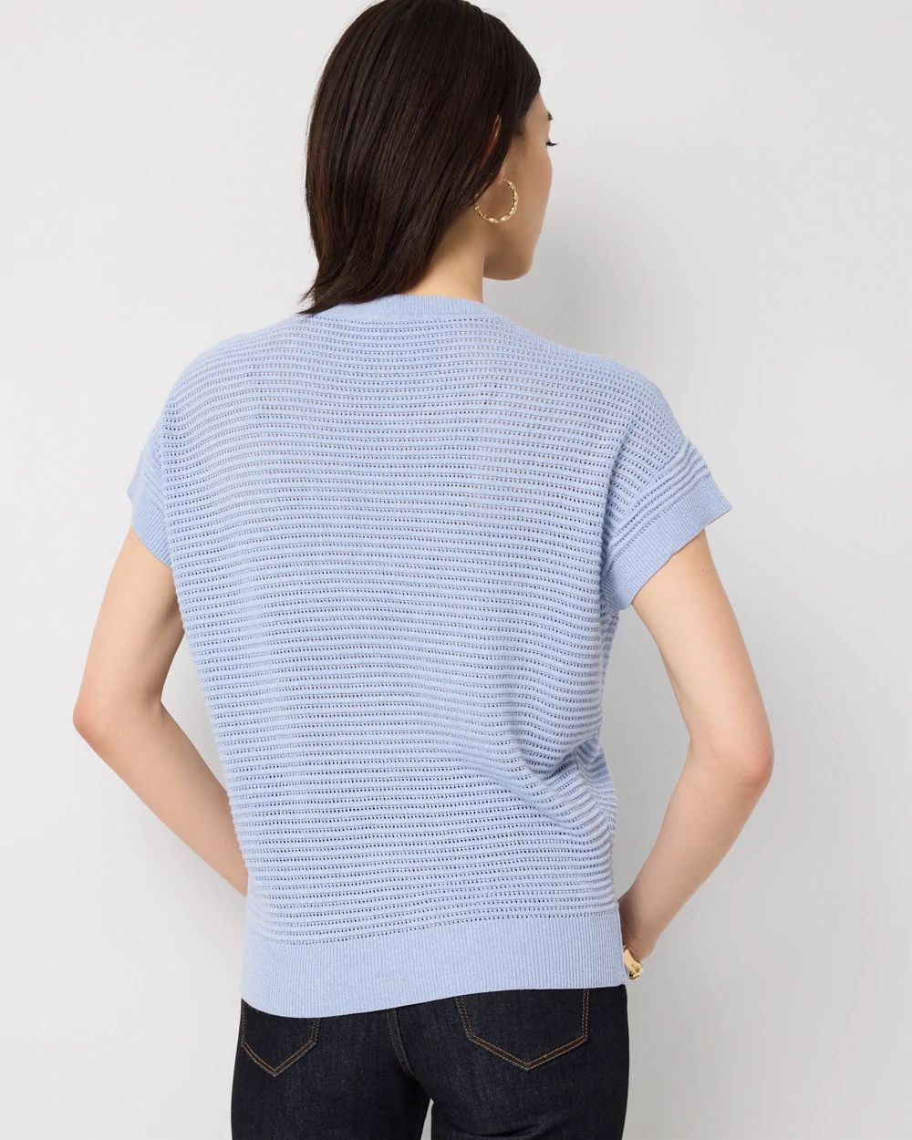 Metallic Stitch Short Sleeve Pullover click to view larger image.