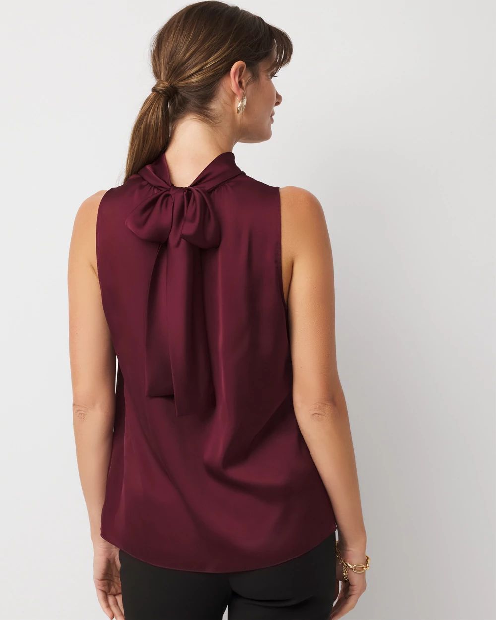 Bow Back Satin Halter Blouse