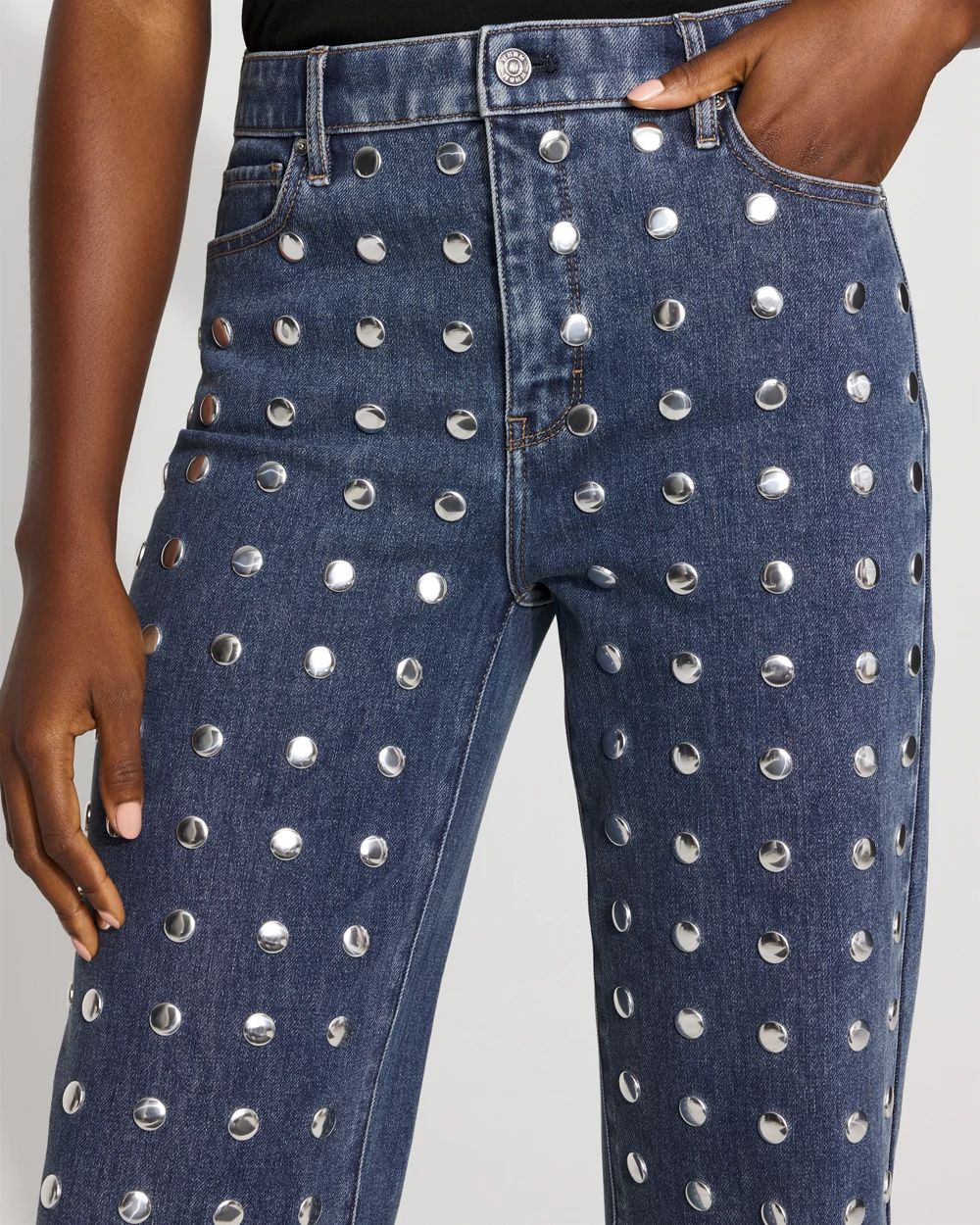 Extra High-Rise Studded Straight Leg Jean