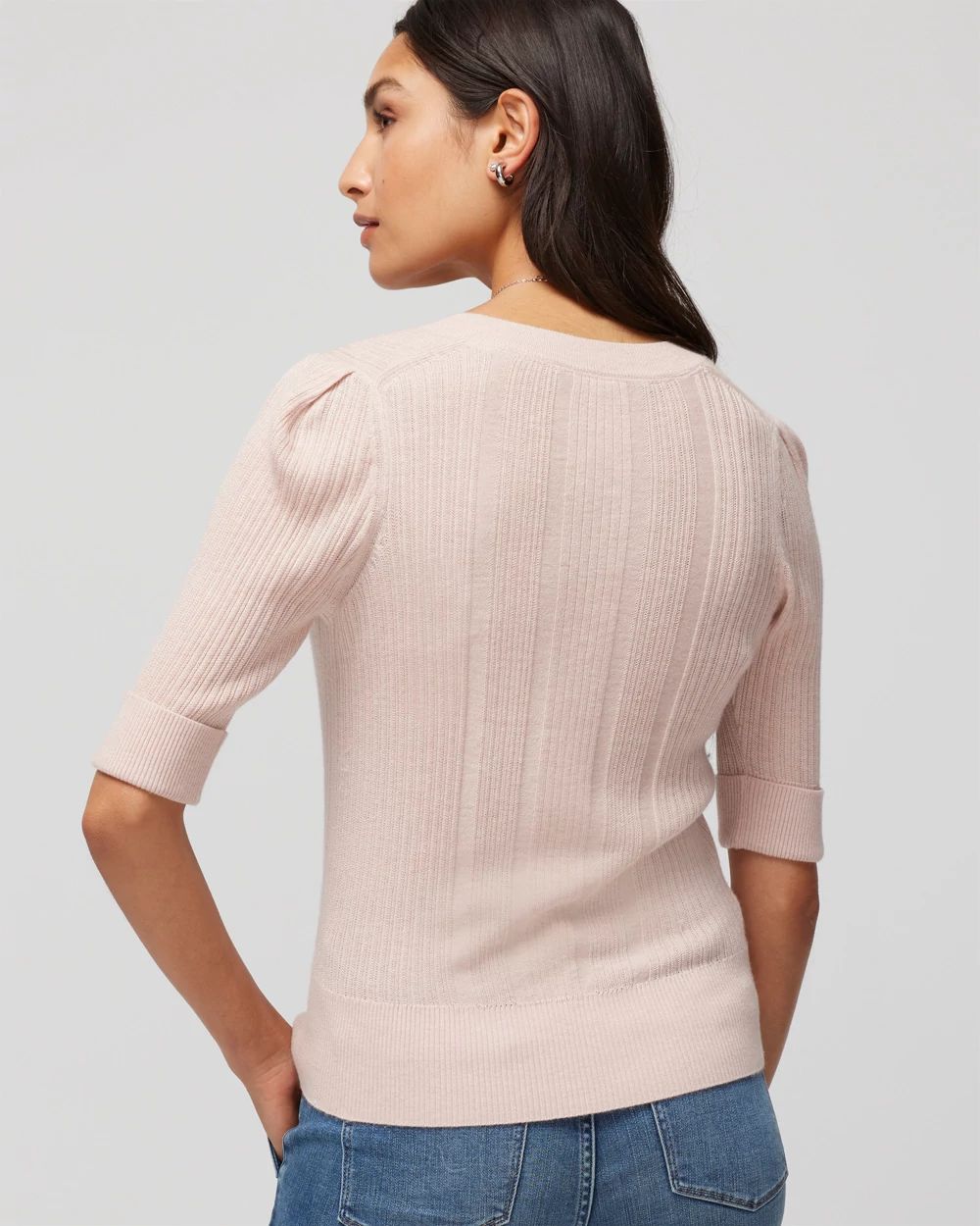 Cashmere-Blend Elbow-Sleeve Sweater