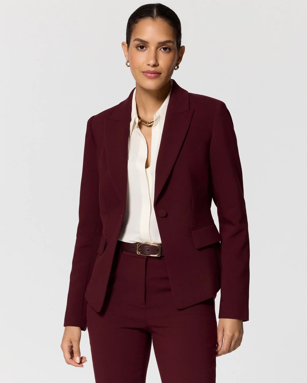 Luxe Stretch Cropped One-Button Blazer