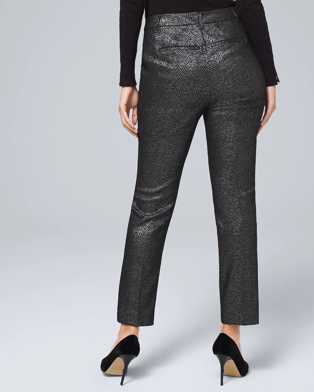 Comfort Stretch Jacquard Slim Ankle Pants click to view larger image.