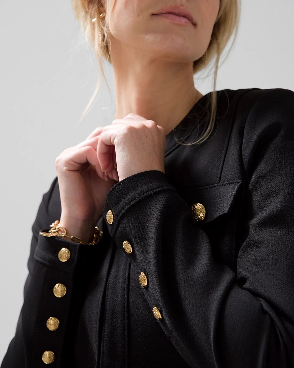 Petite Luxe Stretch Miliary Jacket