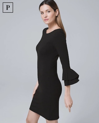 Petite Tiered-Sleeve Black Knit Shift Dress click to view larger image.