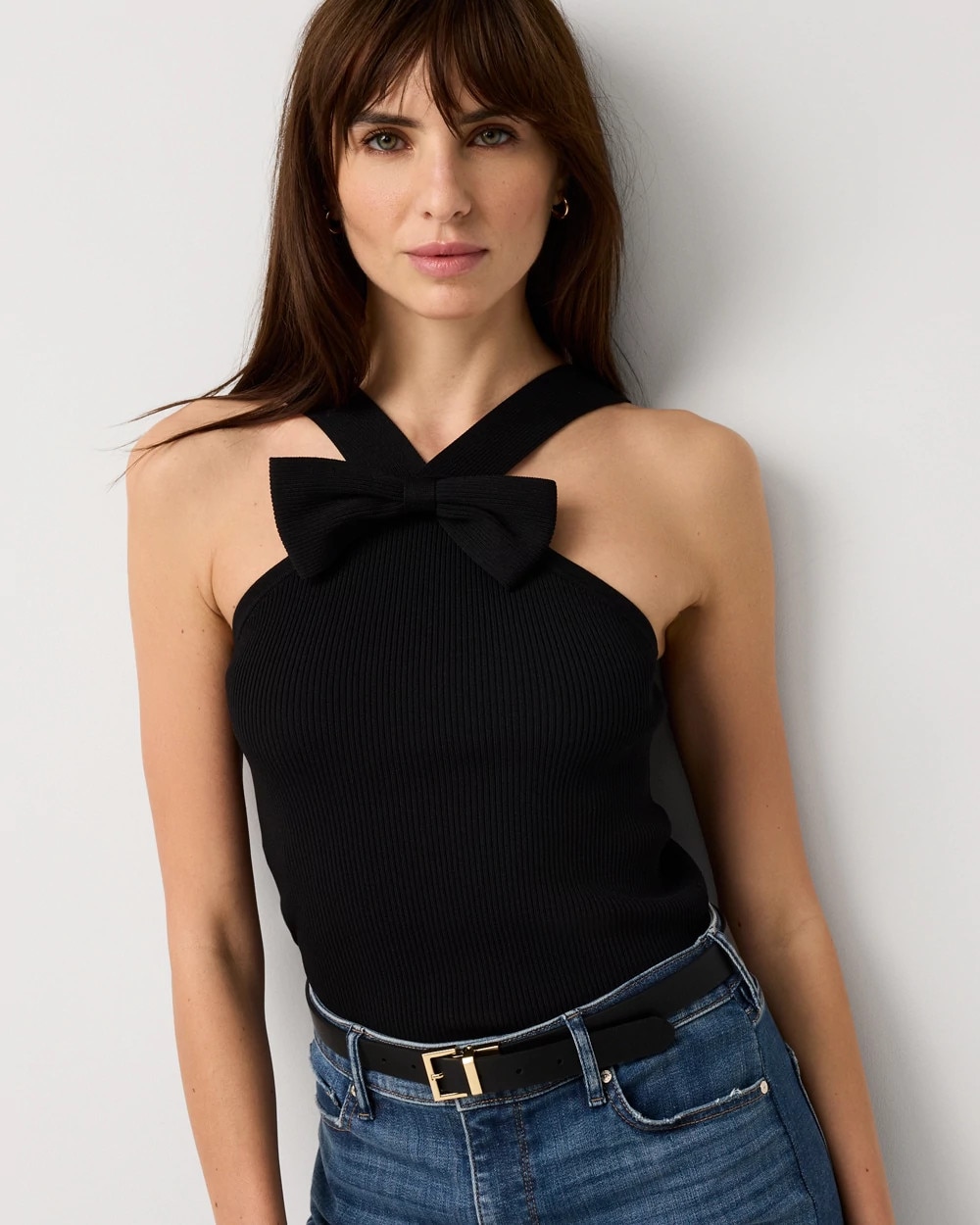 Bow Detail Knit Halter Top