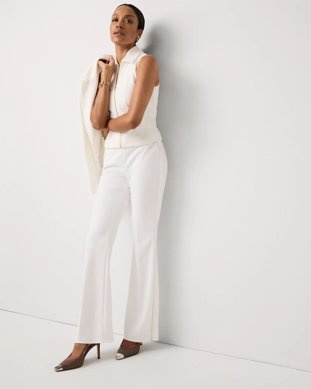 Petite Knit Crepe Pull-On Piper Flare