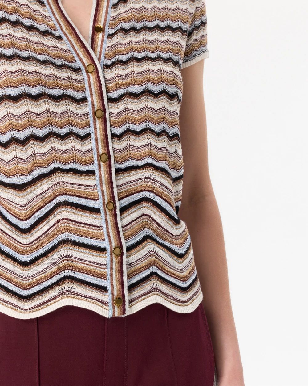 Metallic Knit Cap Sleeve Cardigan click to view larger image.