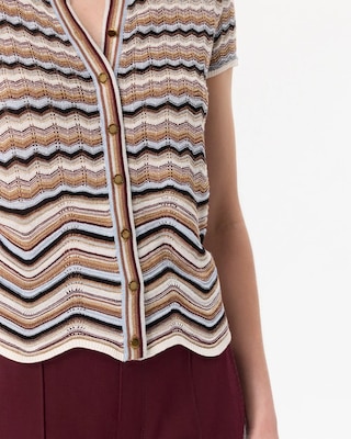 Metallic Knit Cap Sleeve Cardigan click to view larger image.